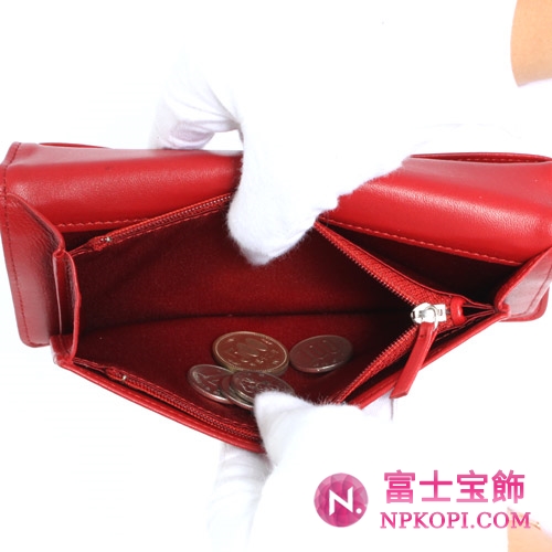 シャネル カメリア ラムスキン 長財布 ルージュレッド＆シルバー A36544